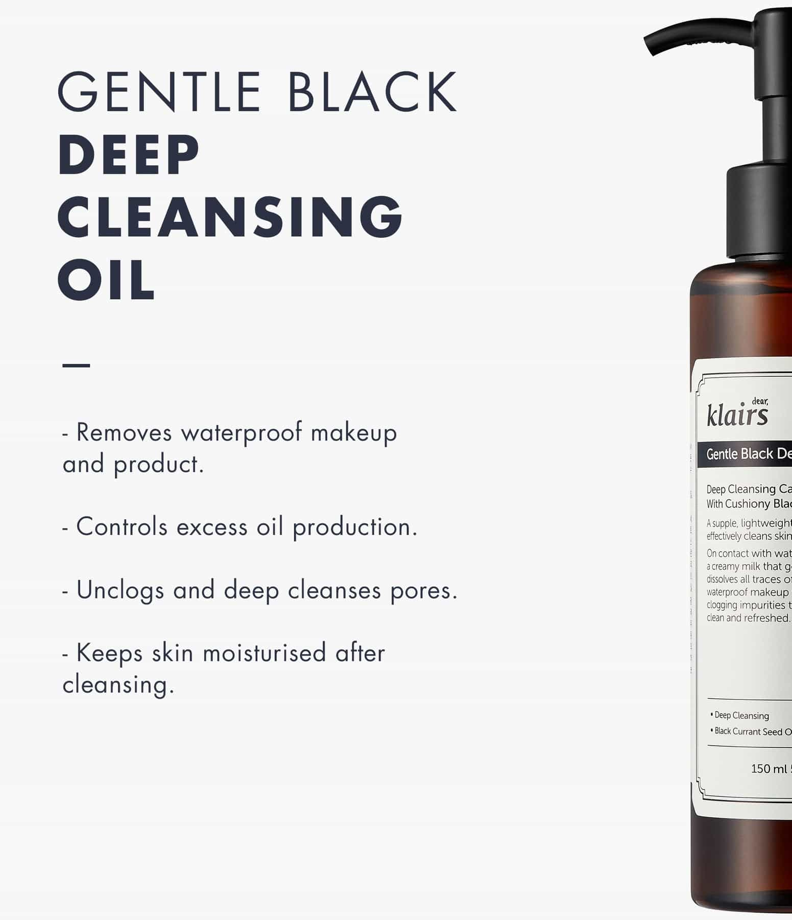 KLAIRS Gentle Black Deep Cleansing Oil