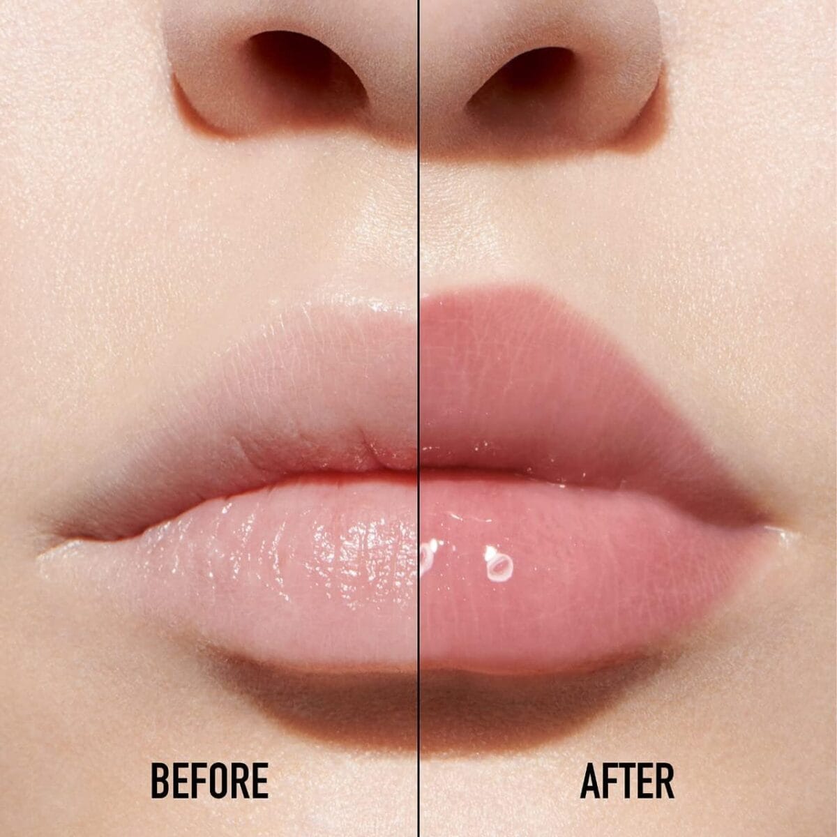 DIOR-Addict Lip Maximizer Plumping Lip Gloss effect of using Before and After